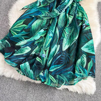 Tie shoulder tropical mini dress