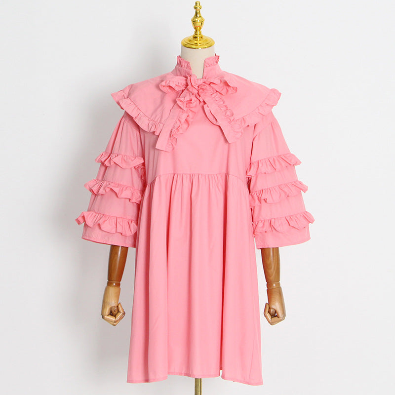 Convertible bowknot puritan mini casual dress