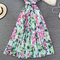 One shoulder ruffle floral maxi dress