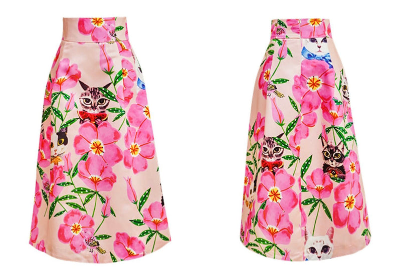 Highwaist spring floral straight skirt