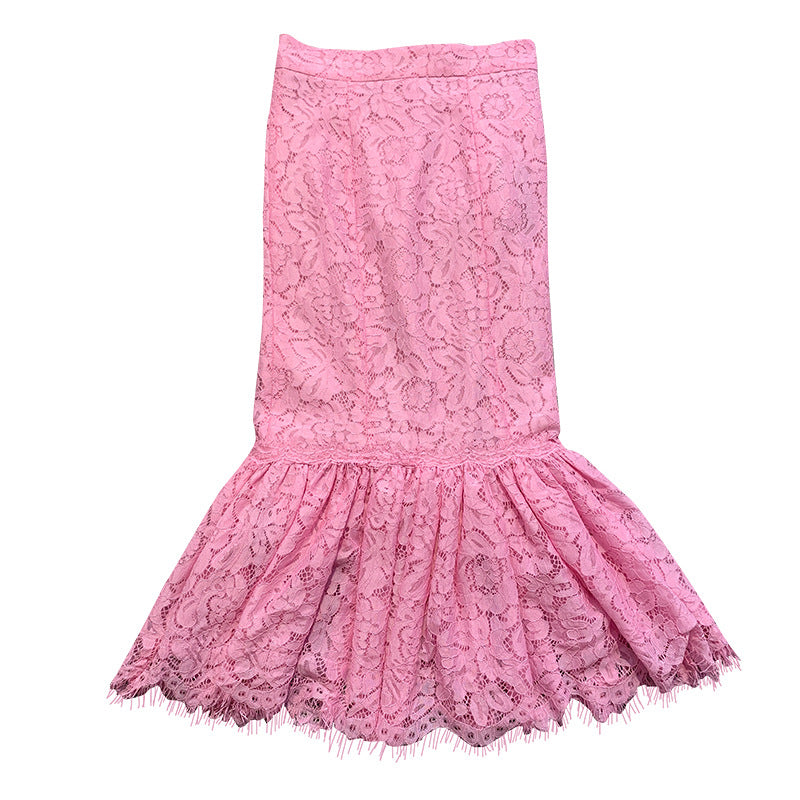 Mermaid lace skirt in pink