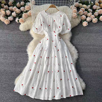 3D embroidery mini floret midi dress