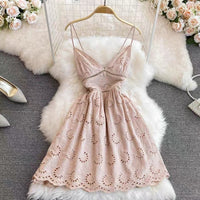 Eyelet embroidery cami mini dress