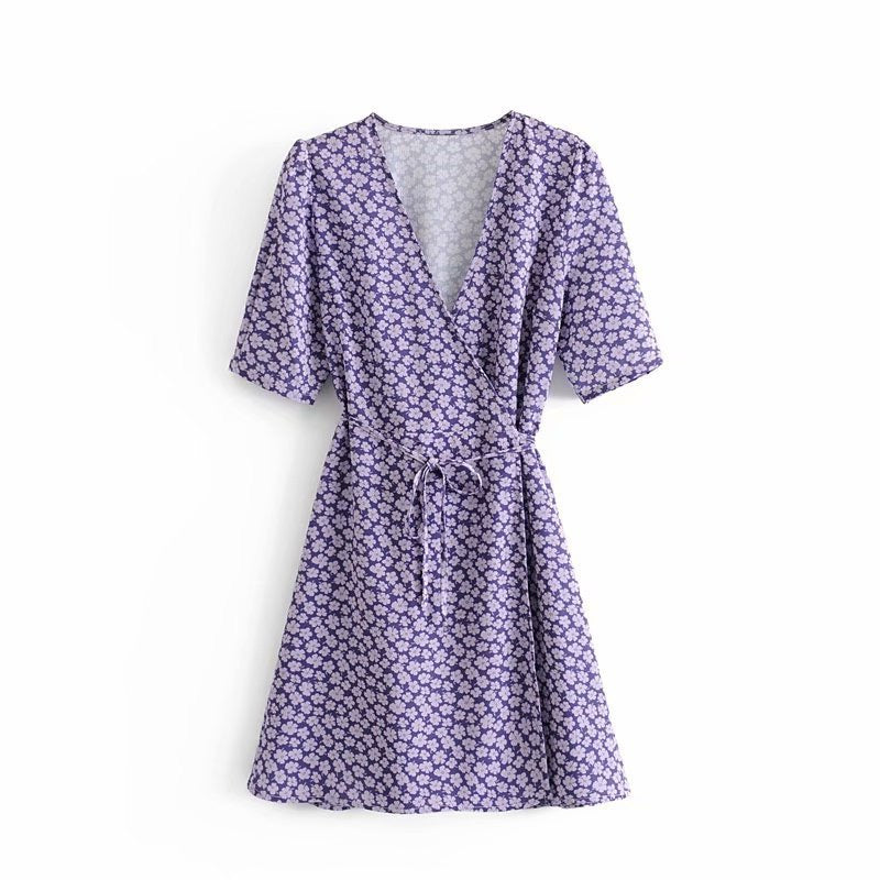 Lucky leaves print midi wrap dress