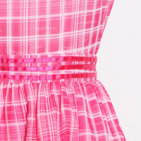 Halter asymmetrical layers side split plaid dress