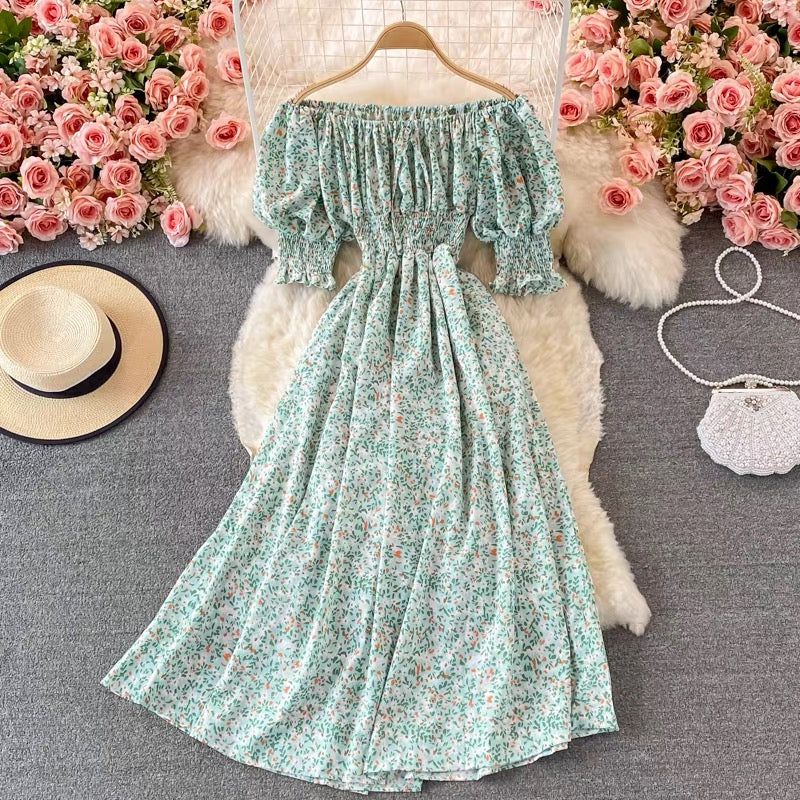 Off shoulder mini floral midi dress