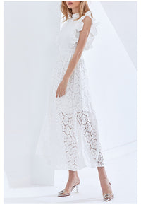 Classic ruffle lace maxi dress