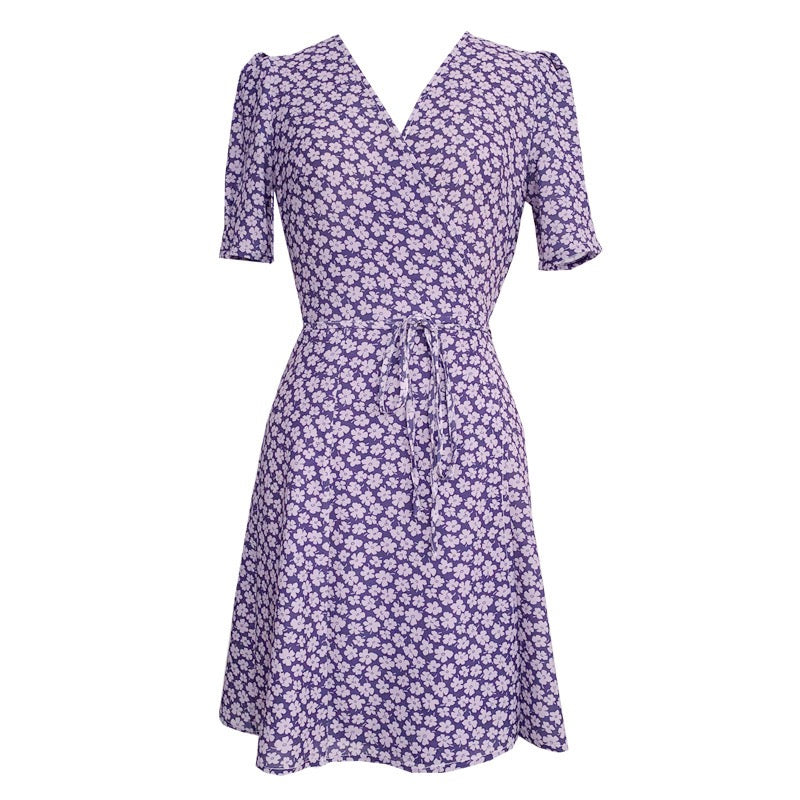 Lucky leaves print midi wrap dress