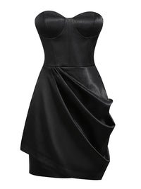 Strapless sweetheart side draped mini dress