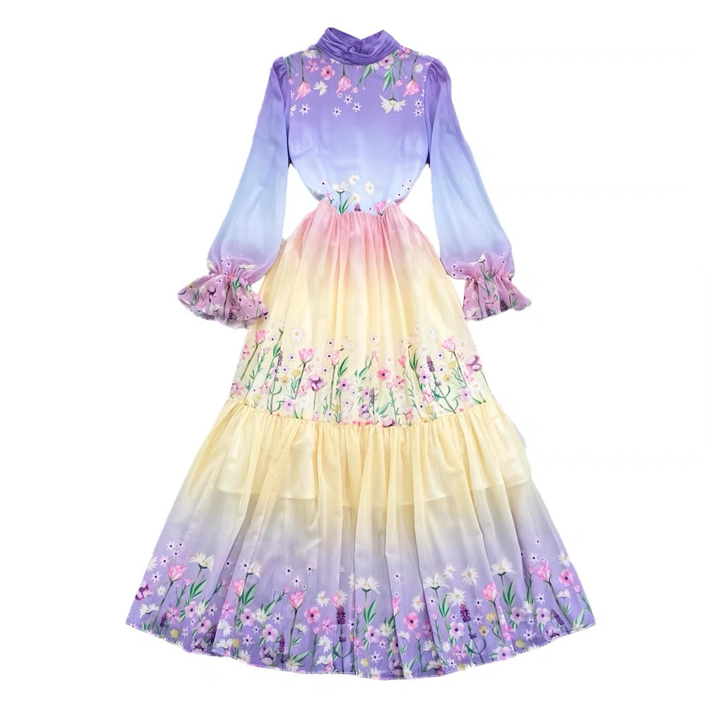 Dreamy garden maxi chiffon dress