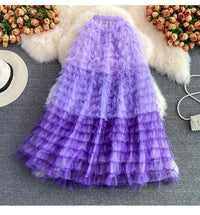 Ruffle shirring lace skirt