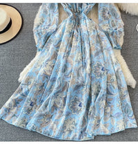 Long sleeve Smocked neck and waist side ruffle maxi dress