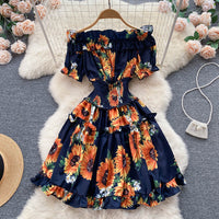 Off shoulder ruffle endless roses A line dress