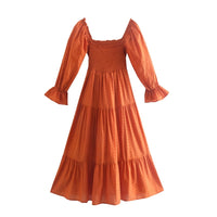 Poet sleeve smocked bodice prairie dress