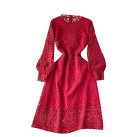 Cuff sleeve A line lace dress