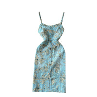 Baroque print on denim cami dress