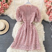 Classic lace A line cup sleeve dress