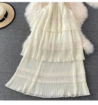 V Neck accordion pleated layers dress