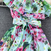 One shoulder ruffle floral maxi dress