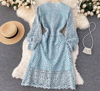 Cuff sleeve A line lace dress