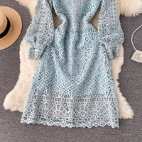 Cuff sleeve A line lace dress