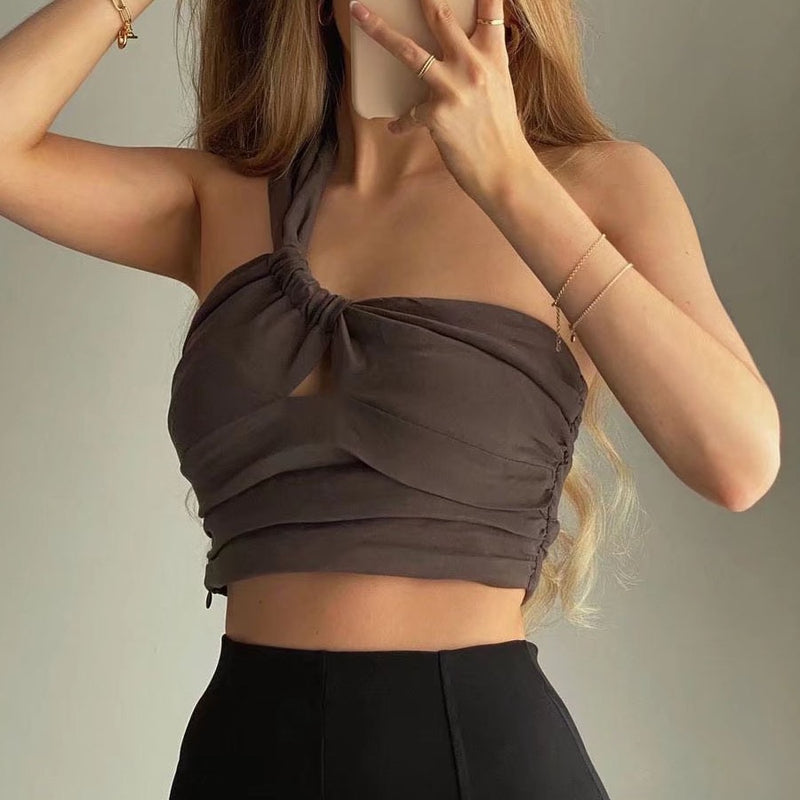 Asymmetric crop top