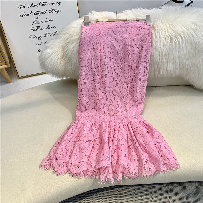 Mermaid lace skirt in pink