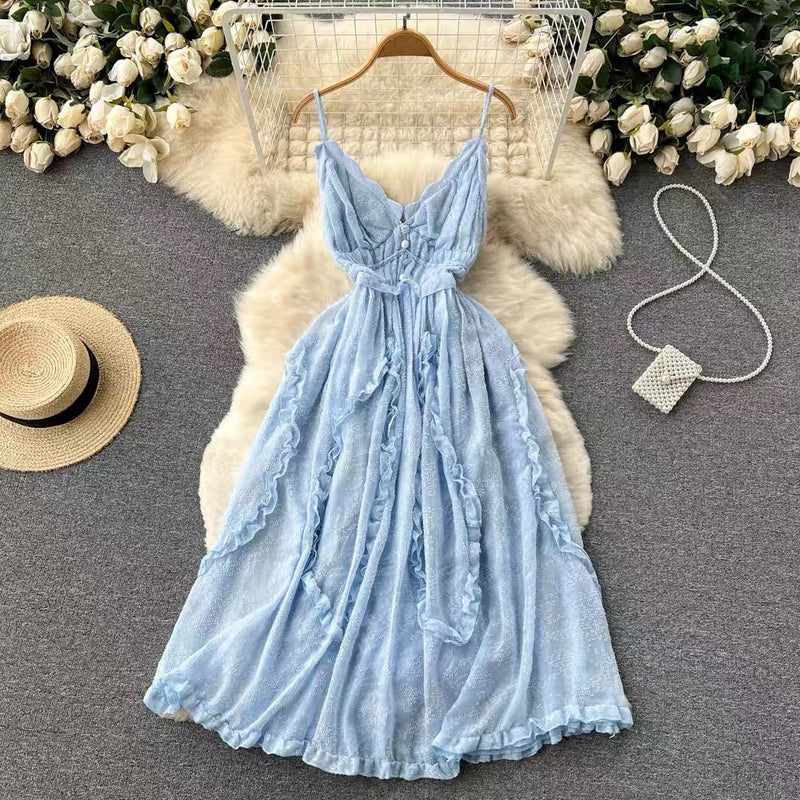 Gorgeous blue sky cami midi dress