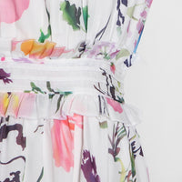 Halter ruffle floral midi dress