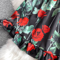 Off shoulder ruffle endless roses A line dress