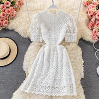 Classic lace A line cup sleeve dress