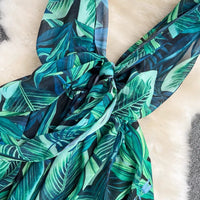 Tie shoulder tropical mini dress