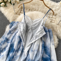 Lantern sleeve cami X line dress in blue sky