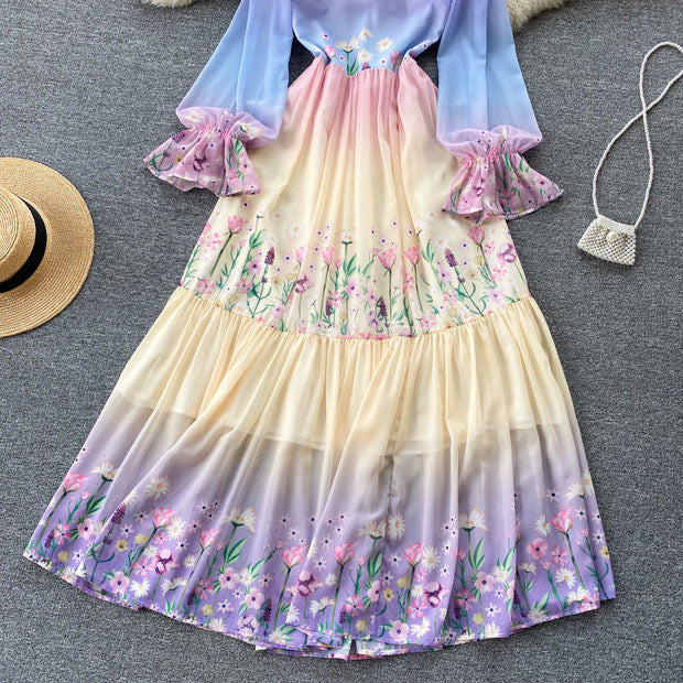 Dreamy garden maxi chiffon dress