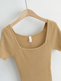 Square neck knit dress