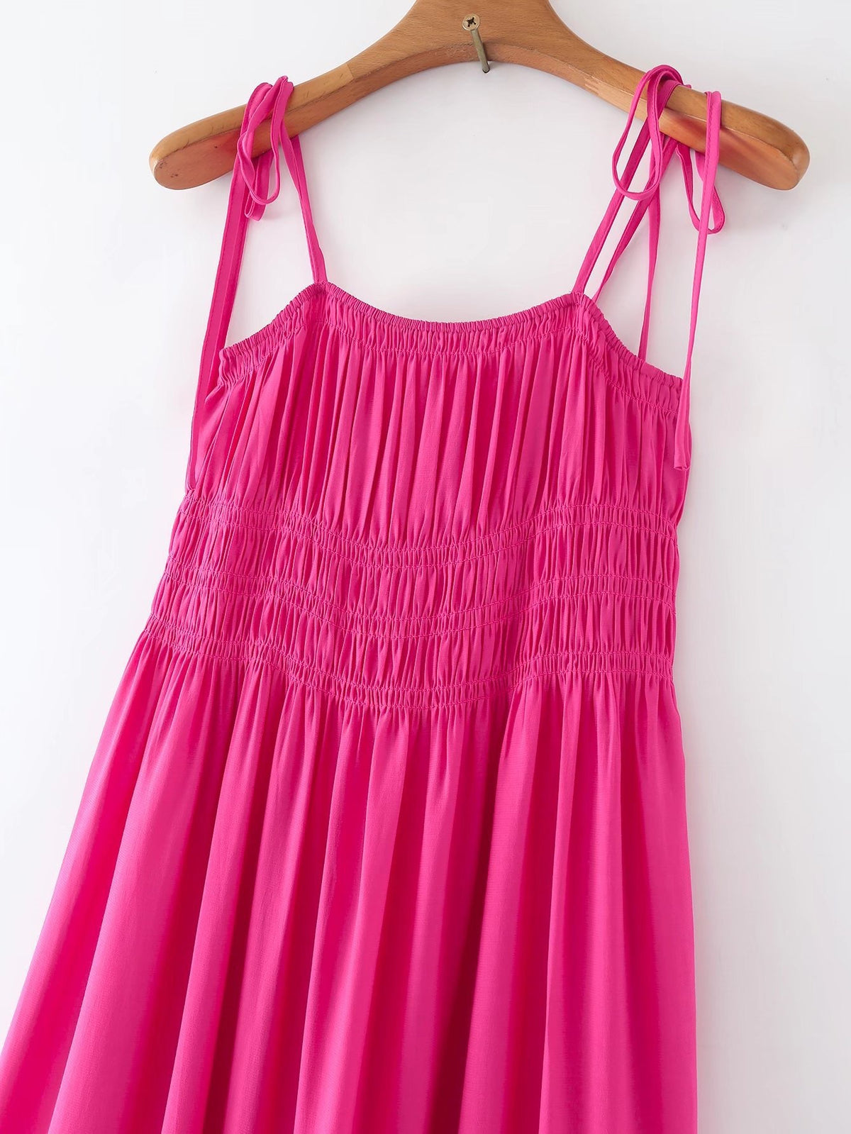 Tie strappy maxi pink dress