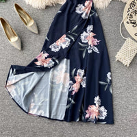 Flappy off shoulder floral split midi dress