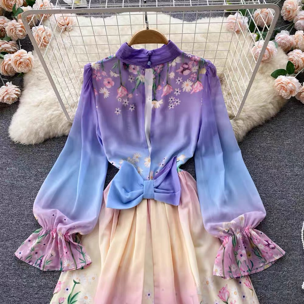 Dreamy garden maxi chiffon dress