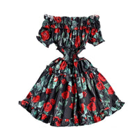 Off shoulder ruffle endless roses A line dress