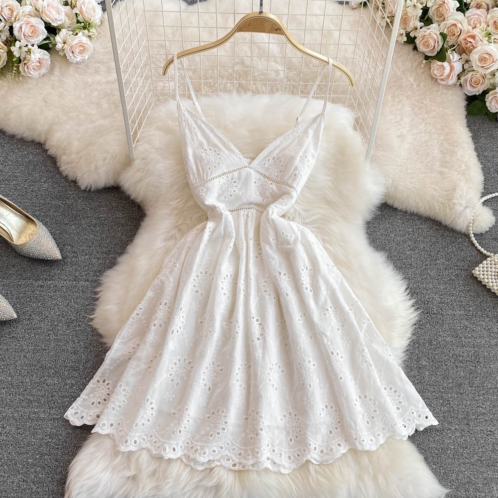 Eyelet embroidery cami mini dress