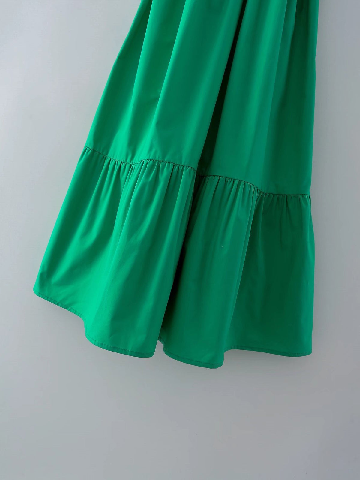 Deep V back cut green dress