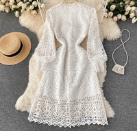 Cuff sleeve A line lace dress