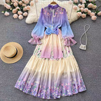 Dreamy garden maxi chiffon dress