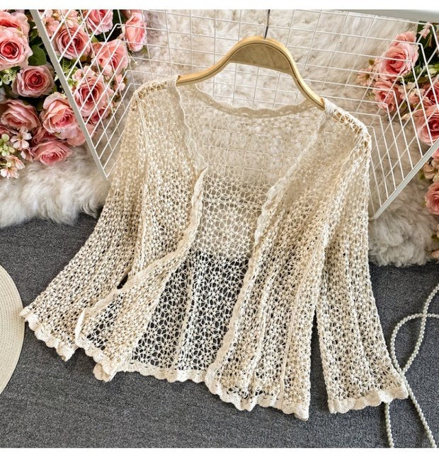 3 pieces embroidery lace beach set