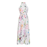 Halter ruffle floral midi dress