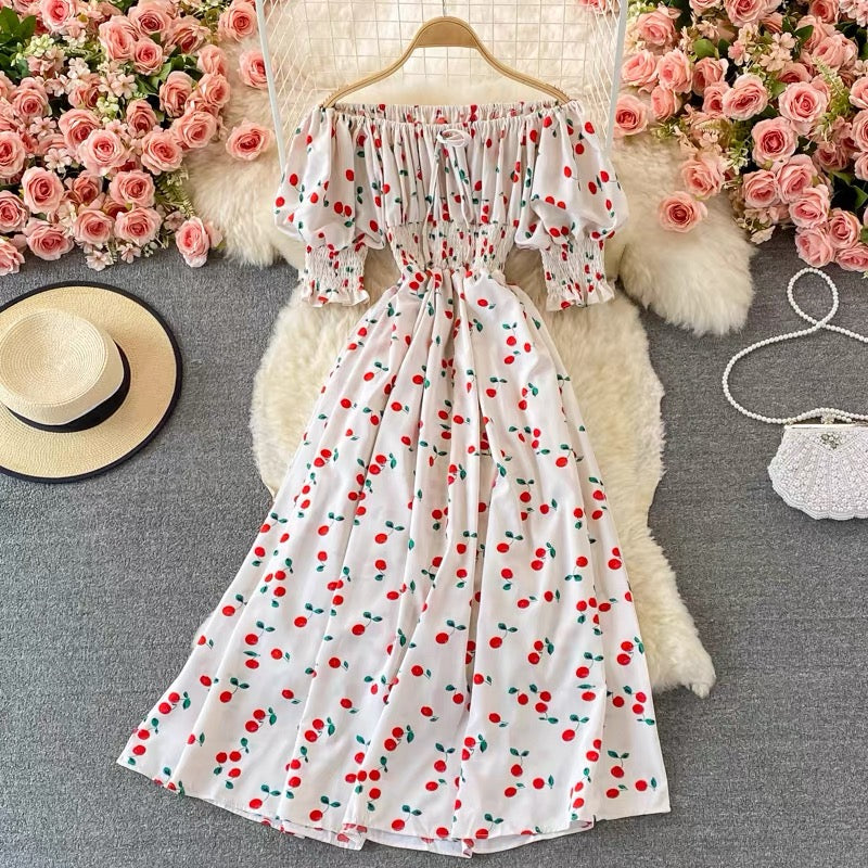 Off shoulder mini floral midi dress