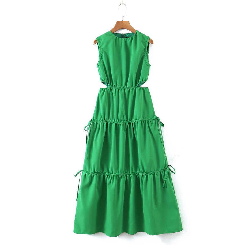 Cut out green maxi dress