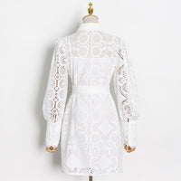 Belted Eyelet embroidery shirt dress