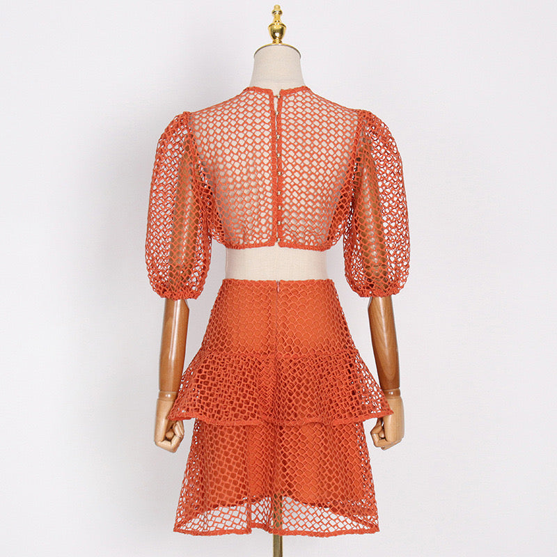 Fully crochet cut out mini dress