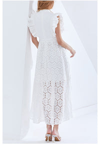 Classic ruffle lace maxi dress